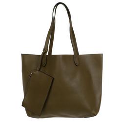 2 Pc Solid Faux Leather Tote & Pouch