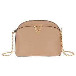 Faux Leather Dome Chain Crossbody - Taupe