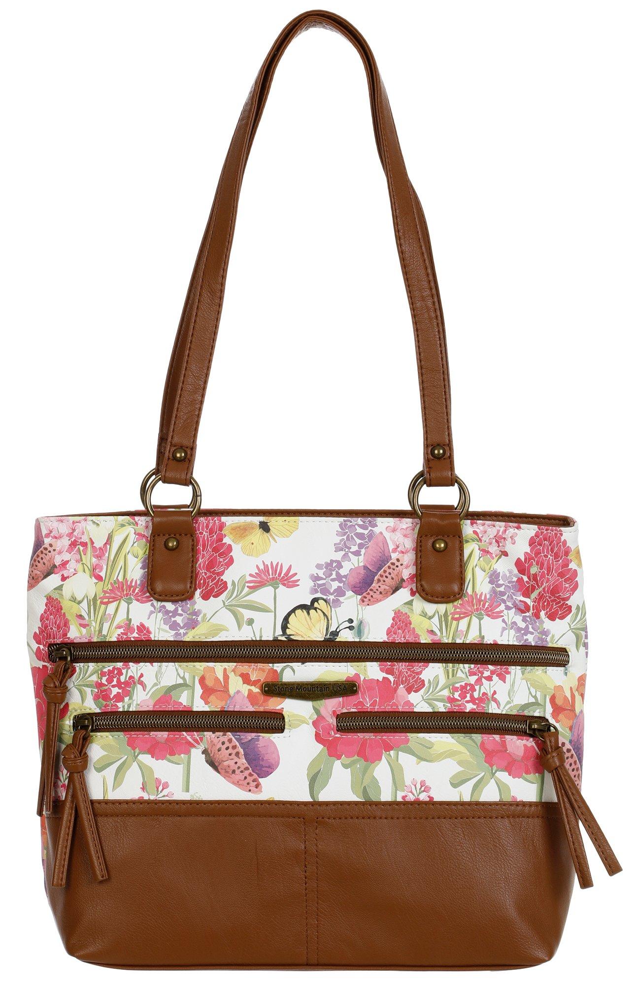 Faux Leather Floral Tote