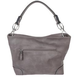 Faux Leather Stitched Slouched Hobo - Taupe