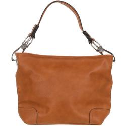 Faux Leather Stitched Hobo Bag - Tan