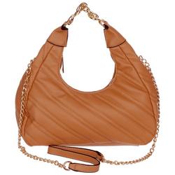 Vegan Leather Solid Quilted  Hobo - Camel