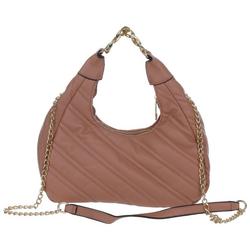 Vegan Leather Solid Quilted  Hobo - Rose