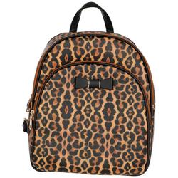 Faux Leather Leopard Print Backpack - Brown Multi