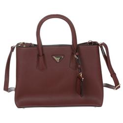 2 Pc Faux Leather Satchel with Wallet - Burgundy