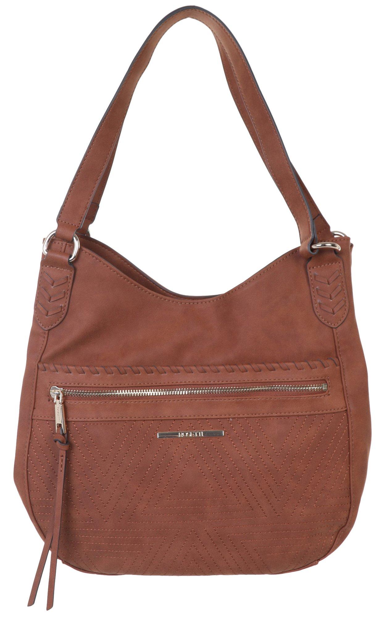 Aimee Faux Leather Satchel - Brown