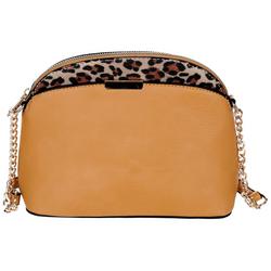 Faux Leather Solid & Leopard Dome Crossbody - Yellow