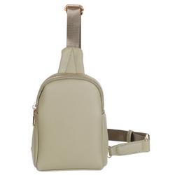 Faux Leather Sling Backpack - Grey