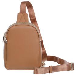 Faux Leather Sling Backpack - Tan
