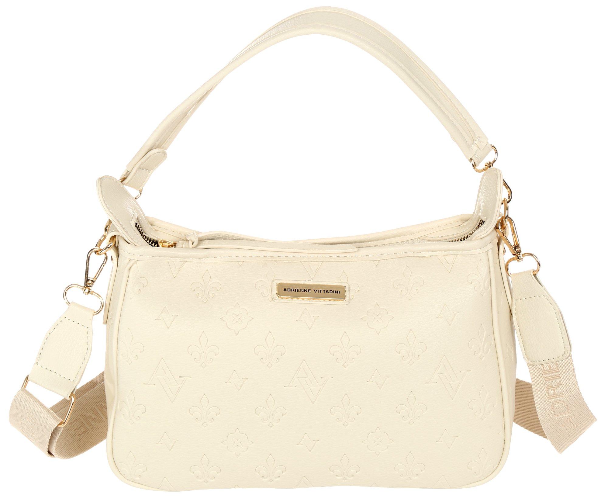 Faux Leather Embossed Logo Satchel