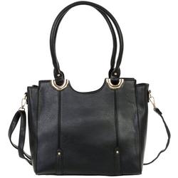 Solid Faux Leather Double Handle Tote