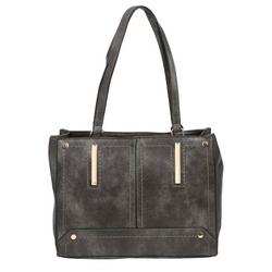 Faux Leather Solid Washed Tote - Charcoal