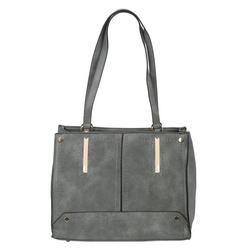 Faux Leather Solid Washed Tote - Grey