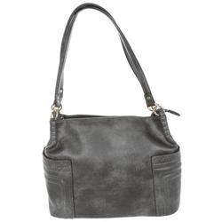 Solid Faux Leather Satchel - Charcoal