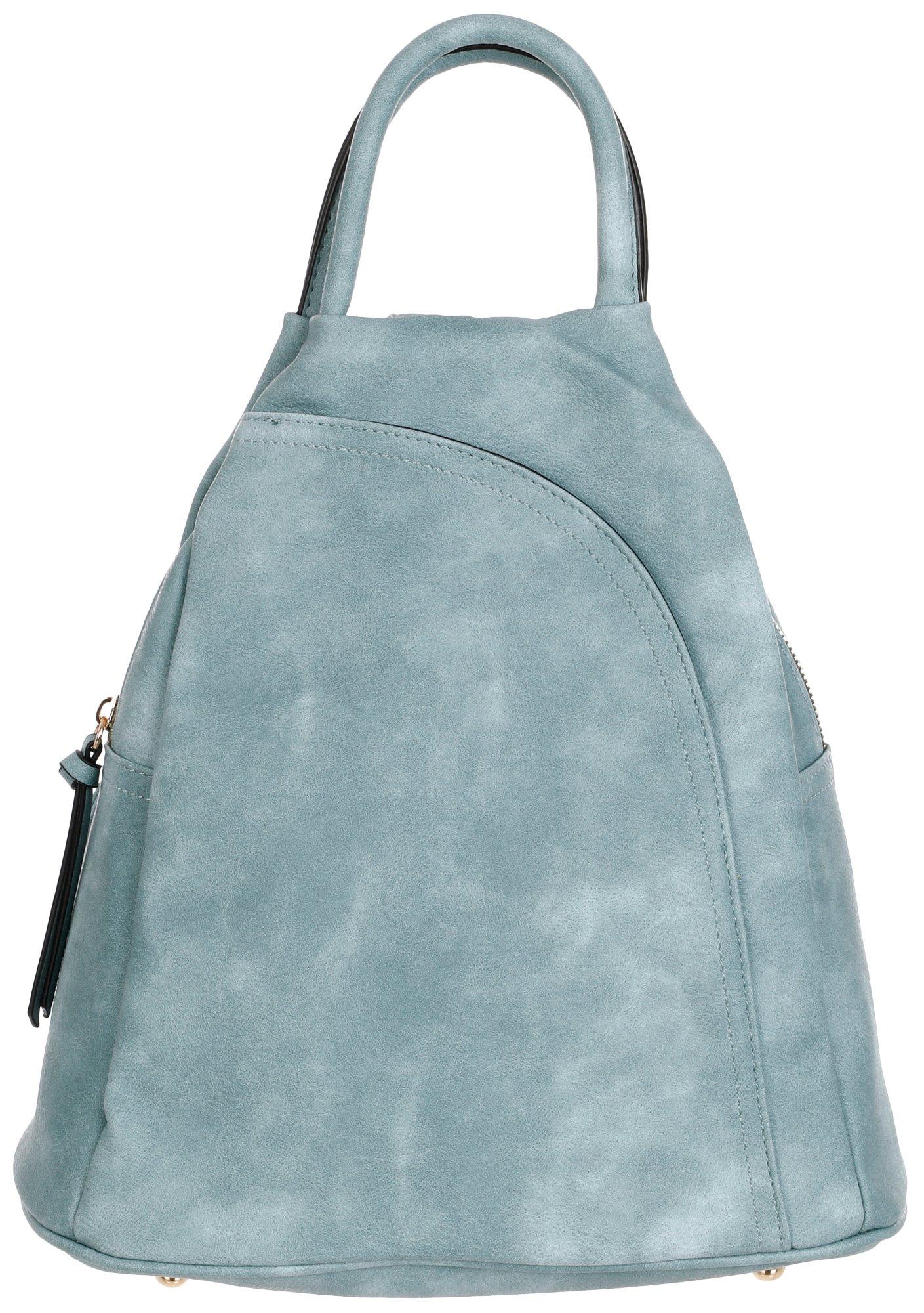 Ocean Blue Vegan Leather Backpack Sling Bag