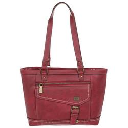 Faux Leather Tote - Red