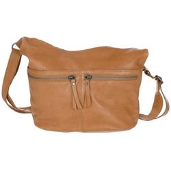Natural Leather Solid Satchel - Sand