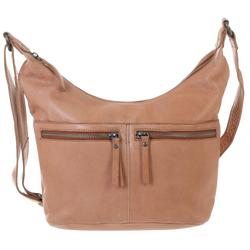 Natural Leather Solid Satchel - Sand