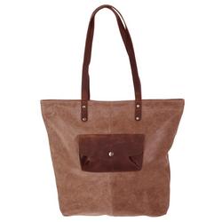 Leather Pocket Tote - Tan