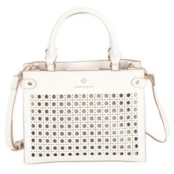Perforated Faux Leather Satchel