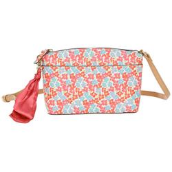 Faux Leather Floral Crossbody with Scarf - Multi