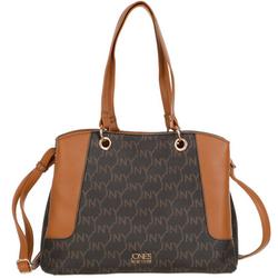 Faux Leather Genevive Satchel - Brown