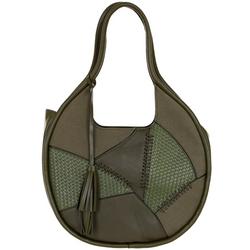 Faux Leather Patch Tote - Green