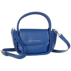 Faux Leather Rounded Mini Crossbody - Royal Blue