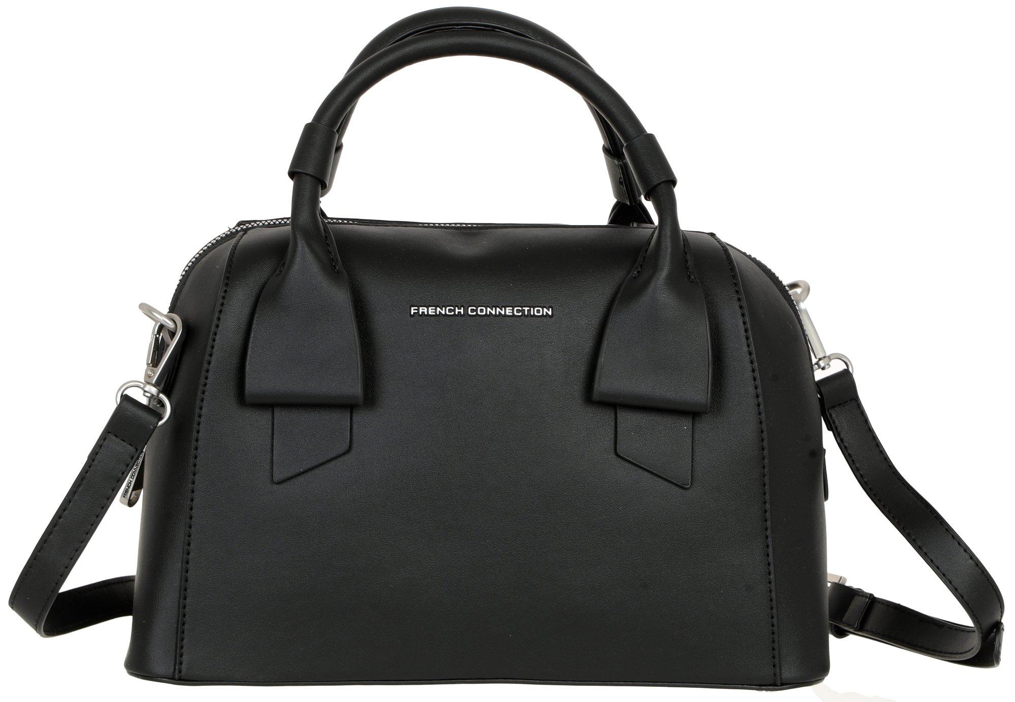 Faux Leather Dome Satchel - Black