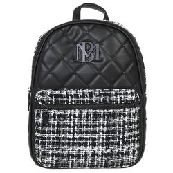 Quilted Vegan Leather Boucle Backpack - Black