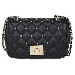 Faux Leather Chain Crossbody - Black
