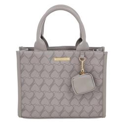 Faux Leather Pebbled Heart Tote - Grey