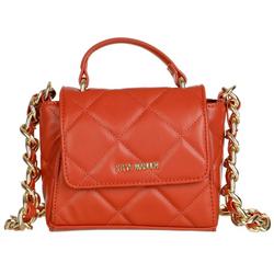 Quilted Faux Leather Crossbody - Orange