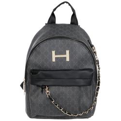 Faux Leather Signature Logo Backpack - Grey