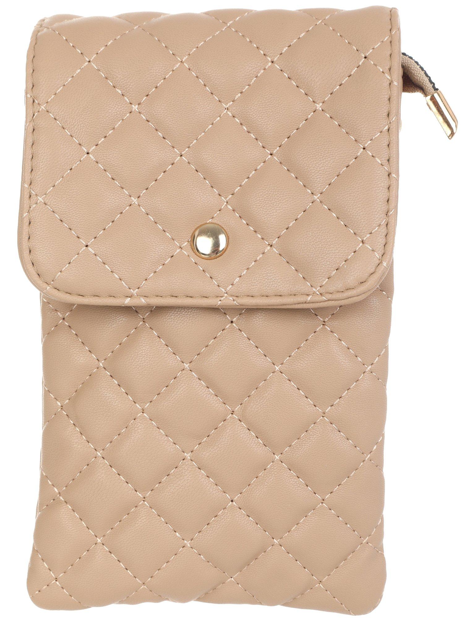 Faux Leather Quilted Multifunctional Wallet - Tan