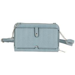 Faux Leather Textured Multifunctional Wallet - Blue