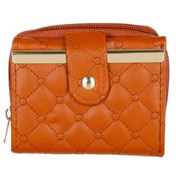 Faux Leather Quilted Wallet - Camel
