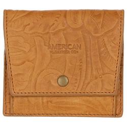 Embossed Floral Trifold Wallet - Tan