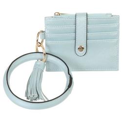 Faux Leather Solid Wristlet Wallet - Blue