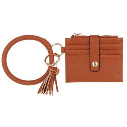Solid Wrist Wallet with Bracelet - Brown