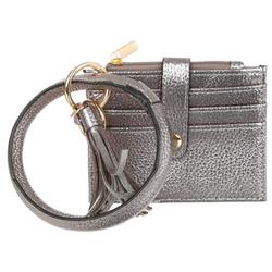 Faux Leather Wrist Wallet with Bracelet - Silver