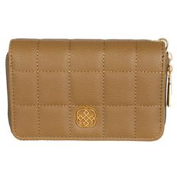 Quilted Faux Leather Double Zip Wallet - Tan