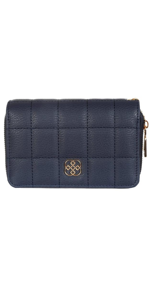 Quilted Faux Leather Double Zip Wallet - Navy | bealls