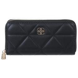 Faux Leather Solid Stitched Wallet - Black
