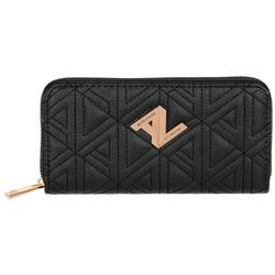 Faux Leather Quilted Wallet- Black