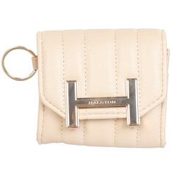 Faux Leather Ribbed Wallet - Cream