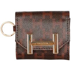 Faux Leather Logo Wallet - Brown
