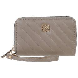 Faux Leather Solid Stitched Wristlet Wallet - Tan