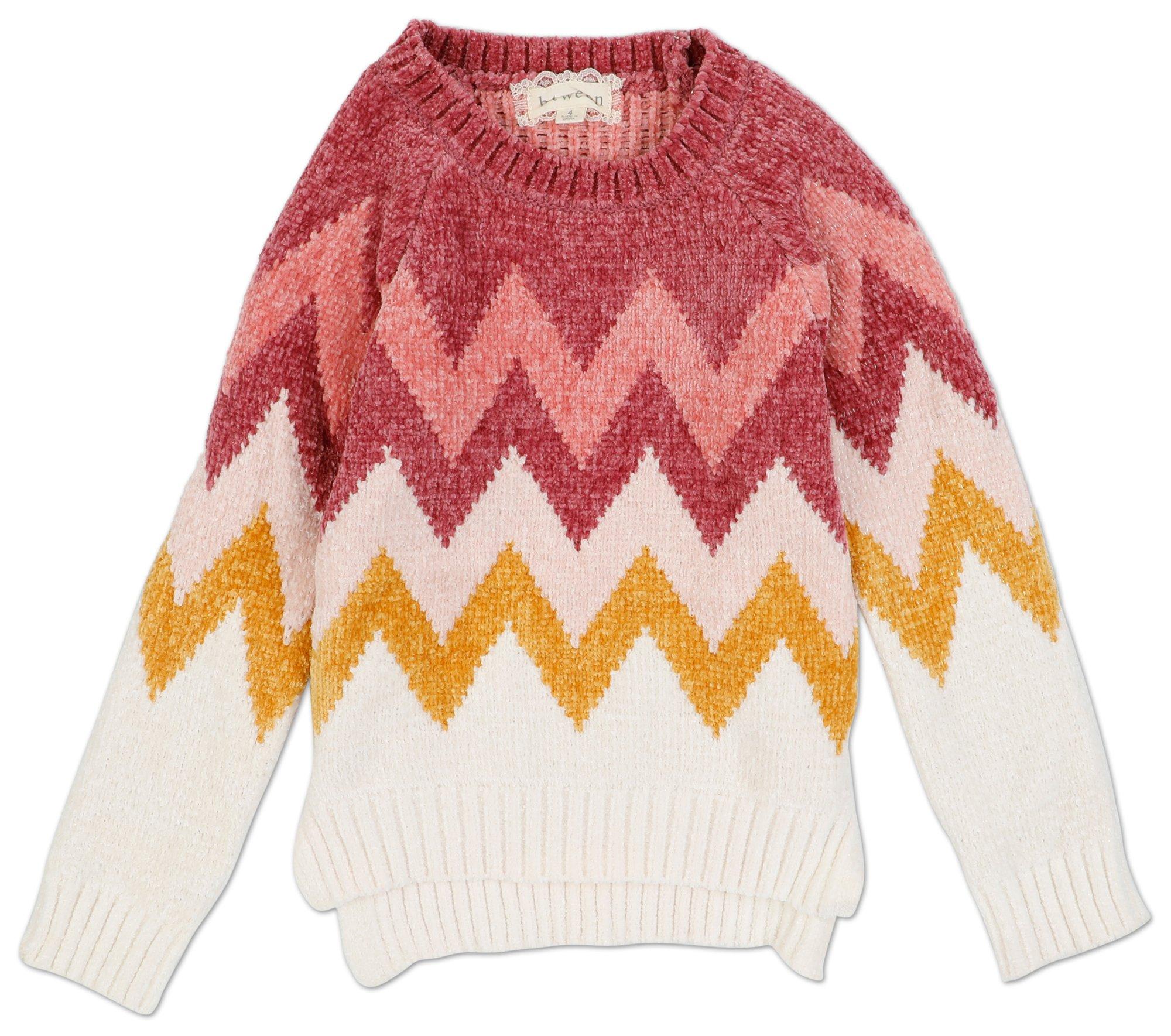 Little Girls Chevron Print Knit Sweater