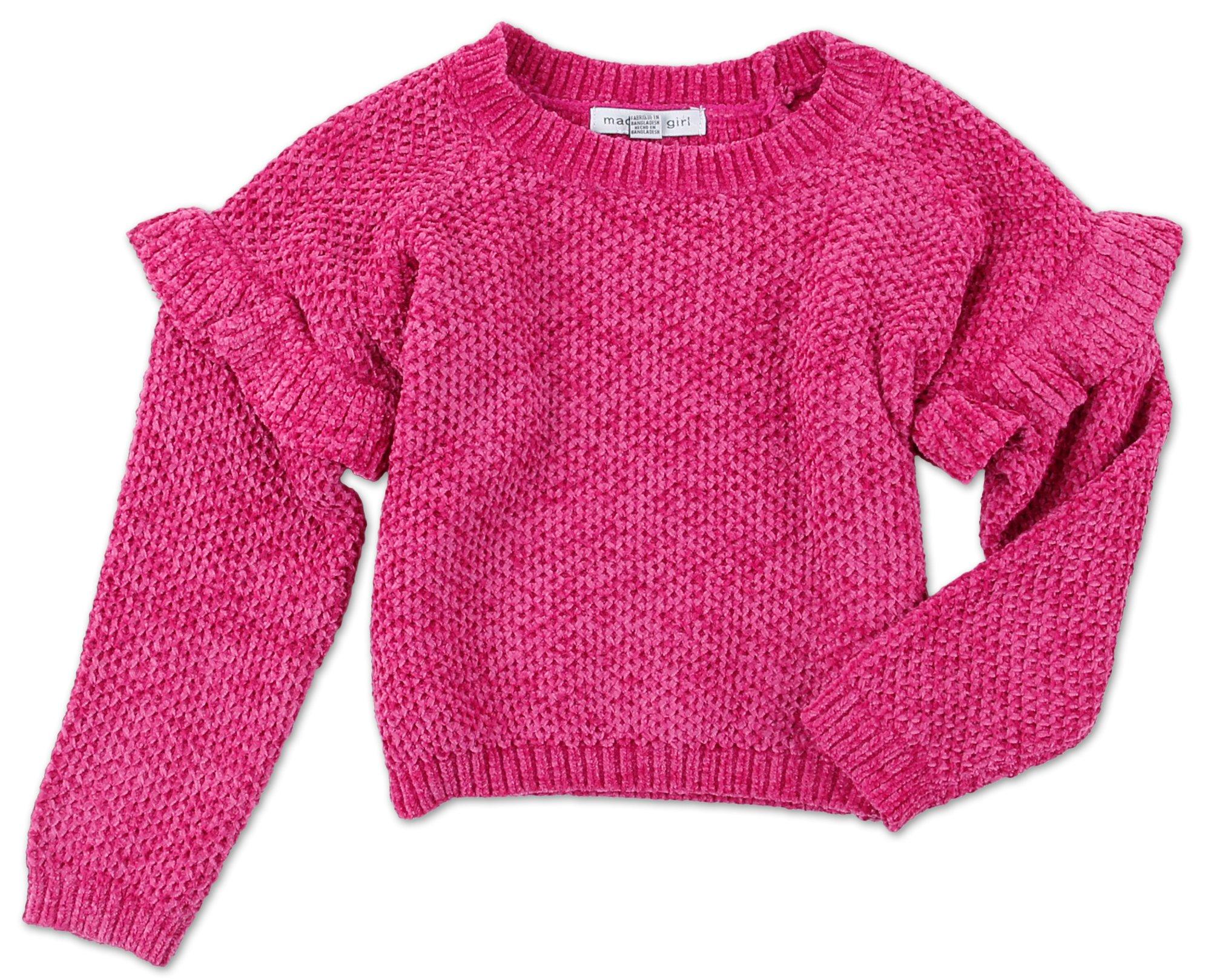 Little Girls Ruffle Sleeve Knit Sweater